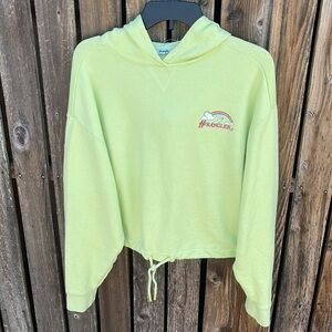 Wrangler M Green Sweatshirt Crew Neck Medium Hood Cropped Drawstring Oversized